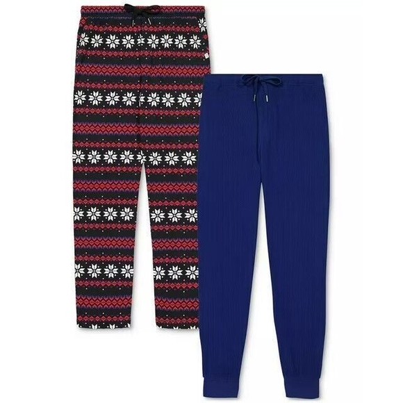 Gap Men's 2 Pack Waffle Knit Thermal Jogger Pajama Pants Blue Red $84 sz Medium - Picture 2 of 5